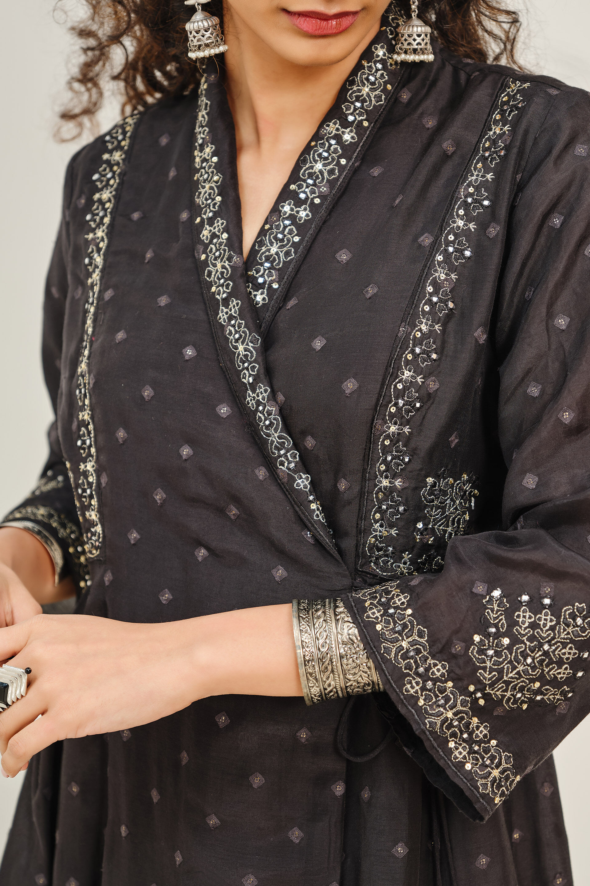 Ira Embroidered Black Kurta Set, Black, image 6